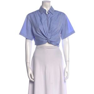 Alexander Wang blue short sleeve twist crop top shirt size 8